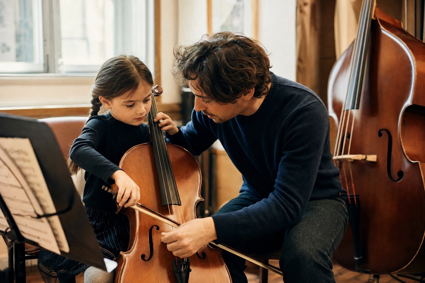 un enfant apprend la musique